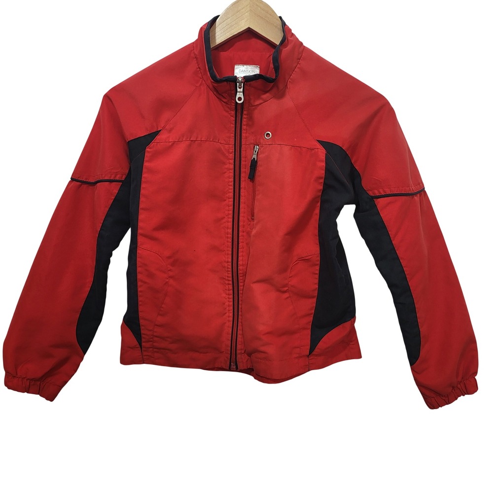 Danskin Now Kids Red‎ Black Colorblock Full Zip Track Jacket Size L G 10 12